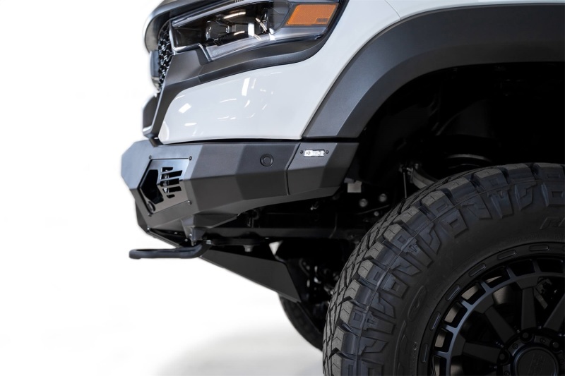 RAM 1500 TRX Bumper - Front - Addictive Desert Designs - Bomber with Dual 20-inch LED Bar Mounts - Hammer Black with Satin Black panels - `21-`27